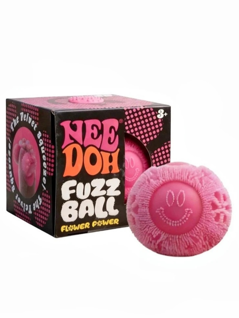 NeeDoh Flower Power Fuzz Ball Squishy Pink New Authentic